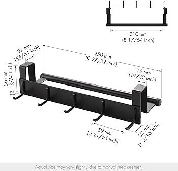 KES Towel Rail Over Cabinet Door 2pcs Towel Holder with Hooks Black - Massive Discounts