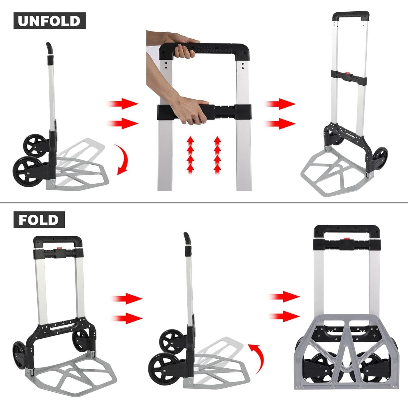 REDCAMP Heavy Duty Folding Hand Truck, 150KG Capacity, Telescoping Handle