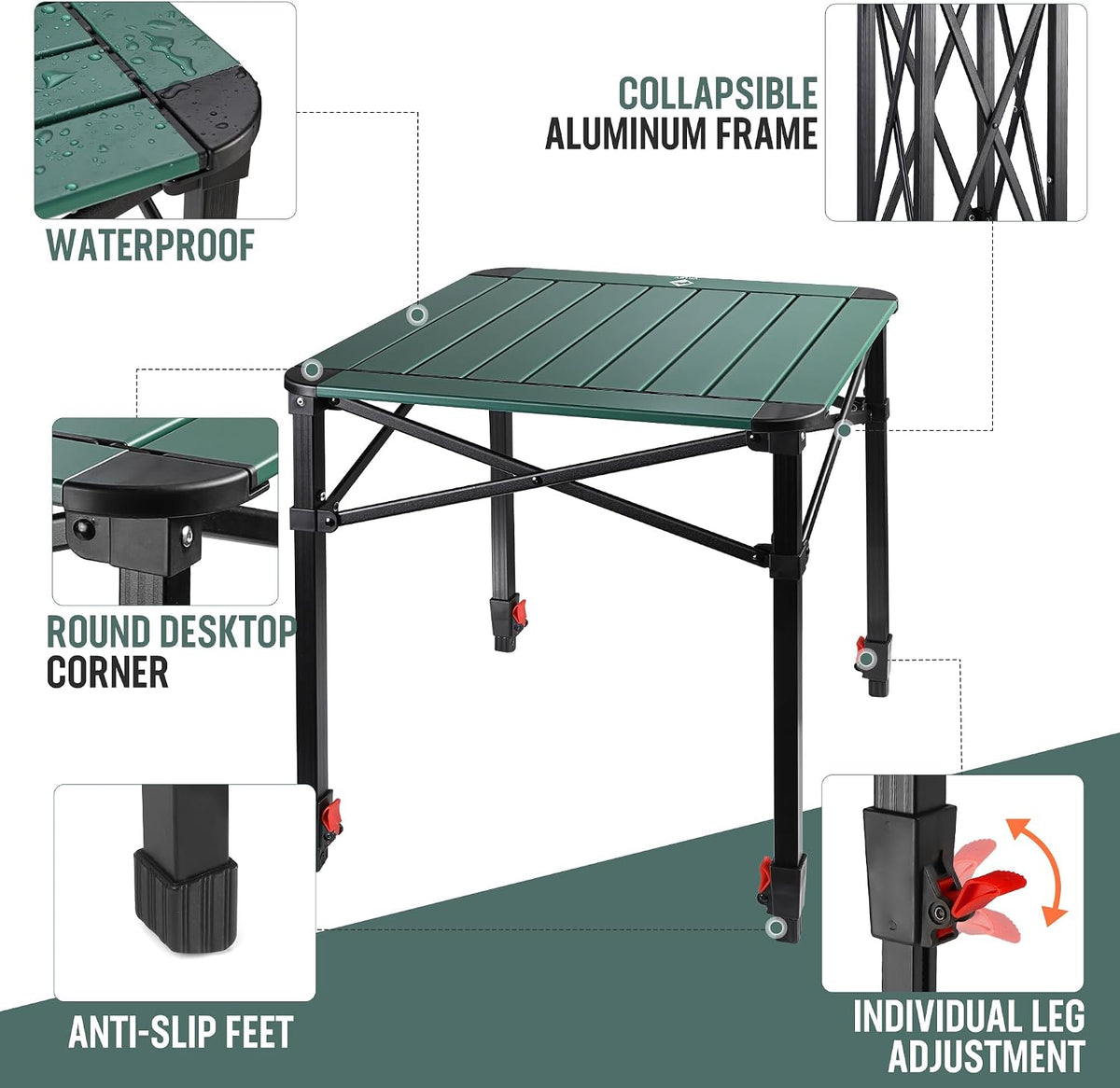 Folding Camping Table Medium Lightweight Aluminium Portable VILLEY Outdoor Table