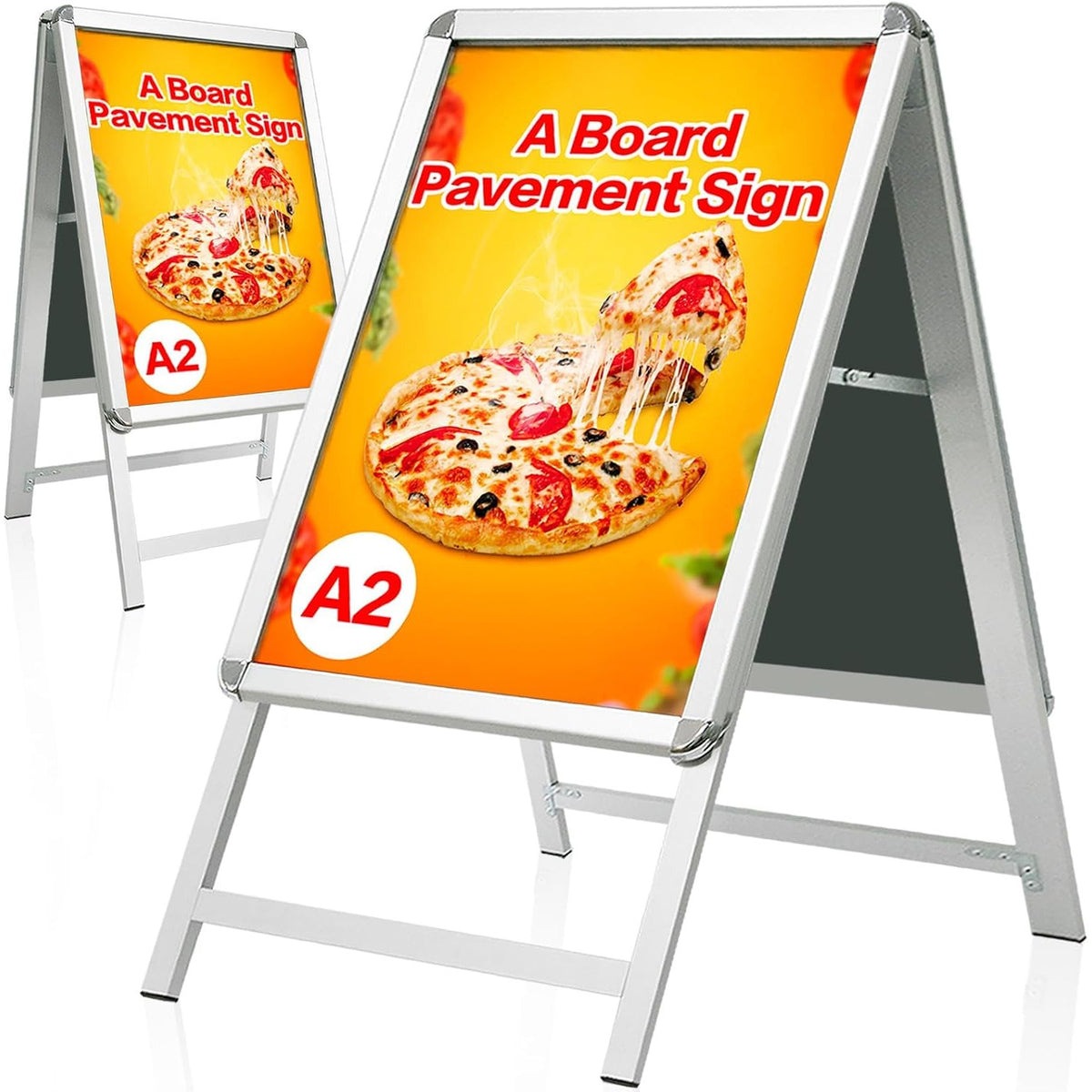 A2 Pavement Sign A Board Double Sided Poster Display Aluminium Frame Silver