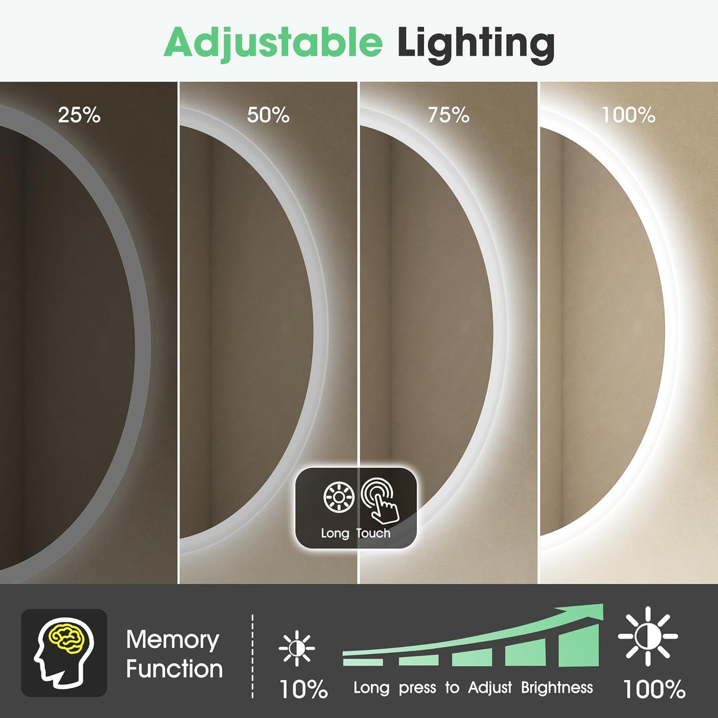 Round LED Bathroom Mirror 800mm Bluetooth Anti Fog Dimmable S'bagno