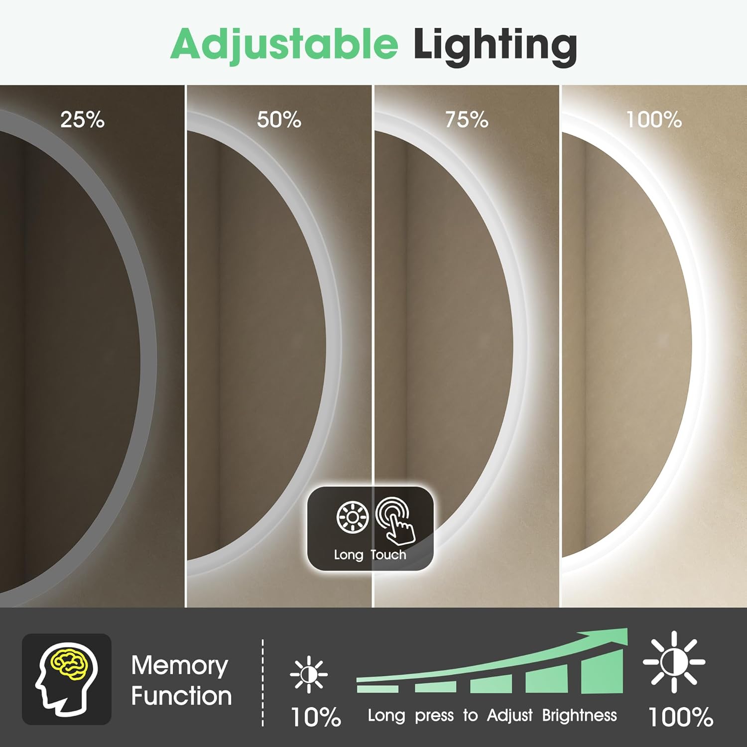 Round LED Bathroom Mirror 600mm Bluetooth Anti Fog Dimmable S'bagno