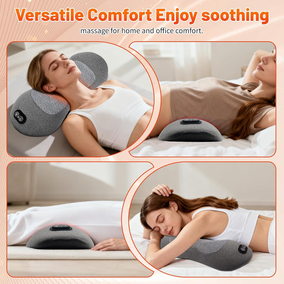 Back Massager 3 in 1 Neck Lower Back Therapy Heat Pain Relief Grey TheraBack