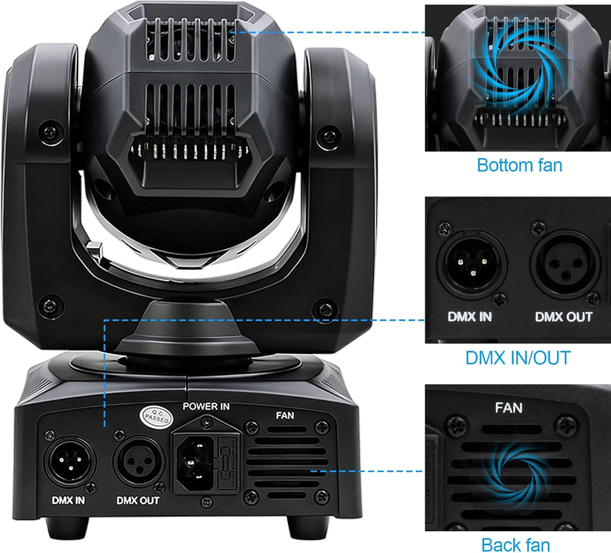 DJ Moving Head Lights 2 Pack LED Spot Strobe 8 GOBO DMX Sound Activated BETOPPER