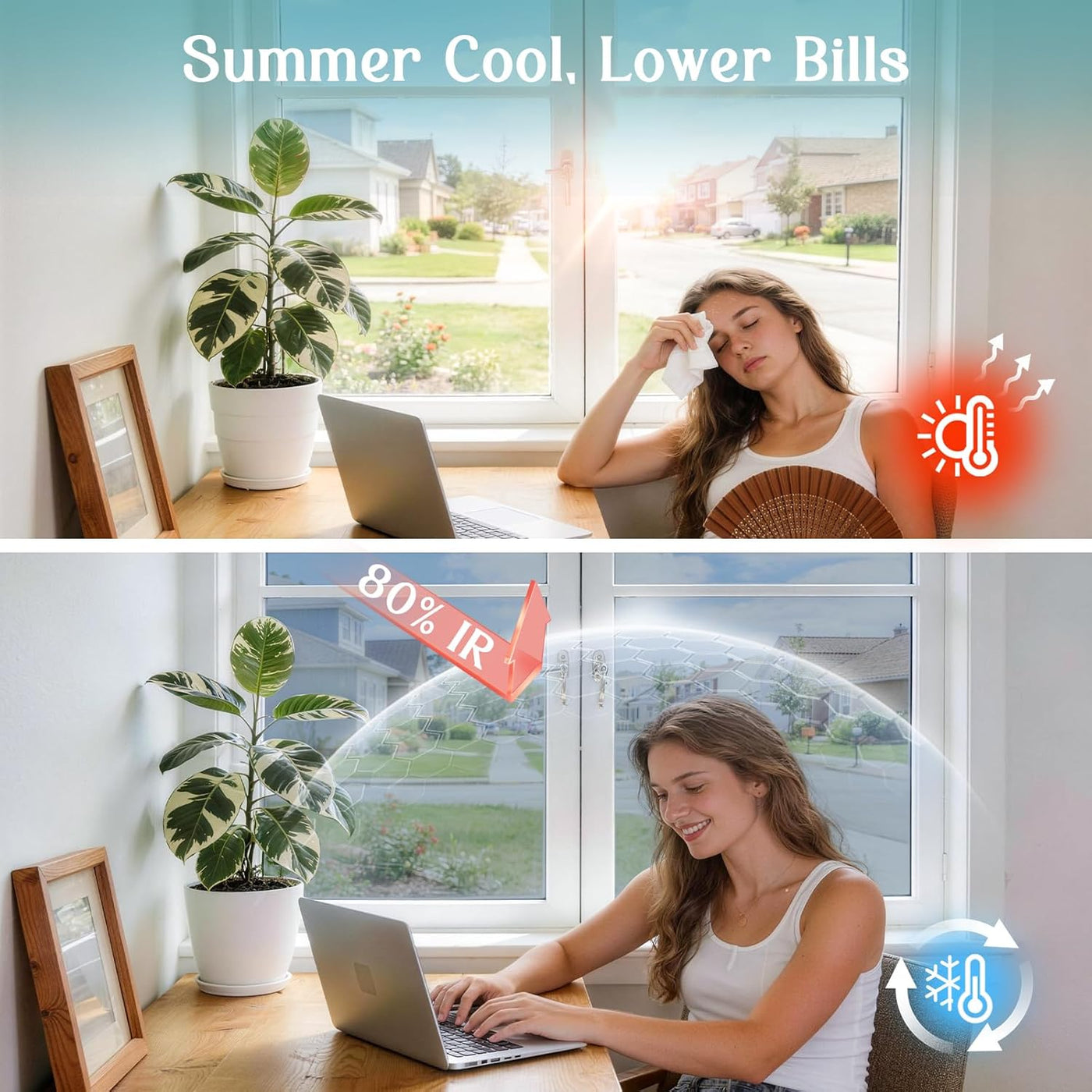 Heat Reflective Window Film Privacy 90x400cm Silver UV Sun Control Glass Haton