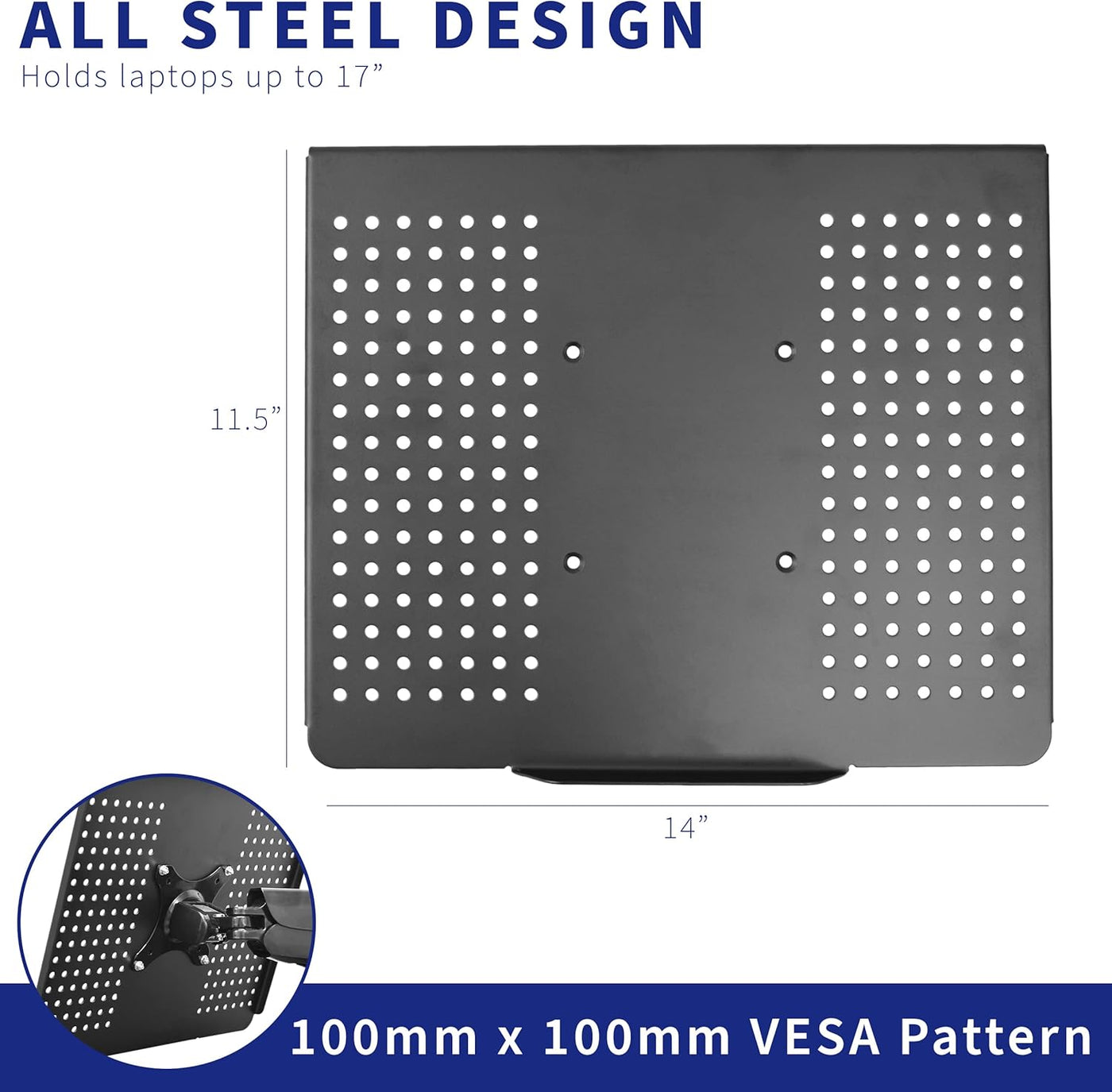 Laptop Tray Holder VESA 100mm Mount Notebook Shelf Stand VIVO STAND-LAP2