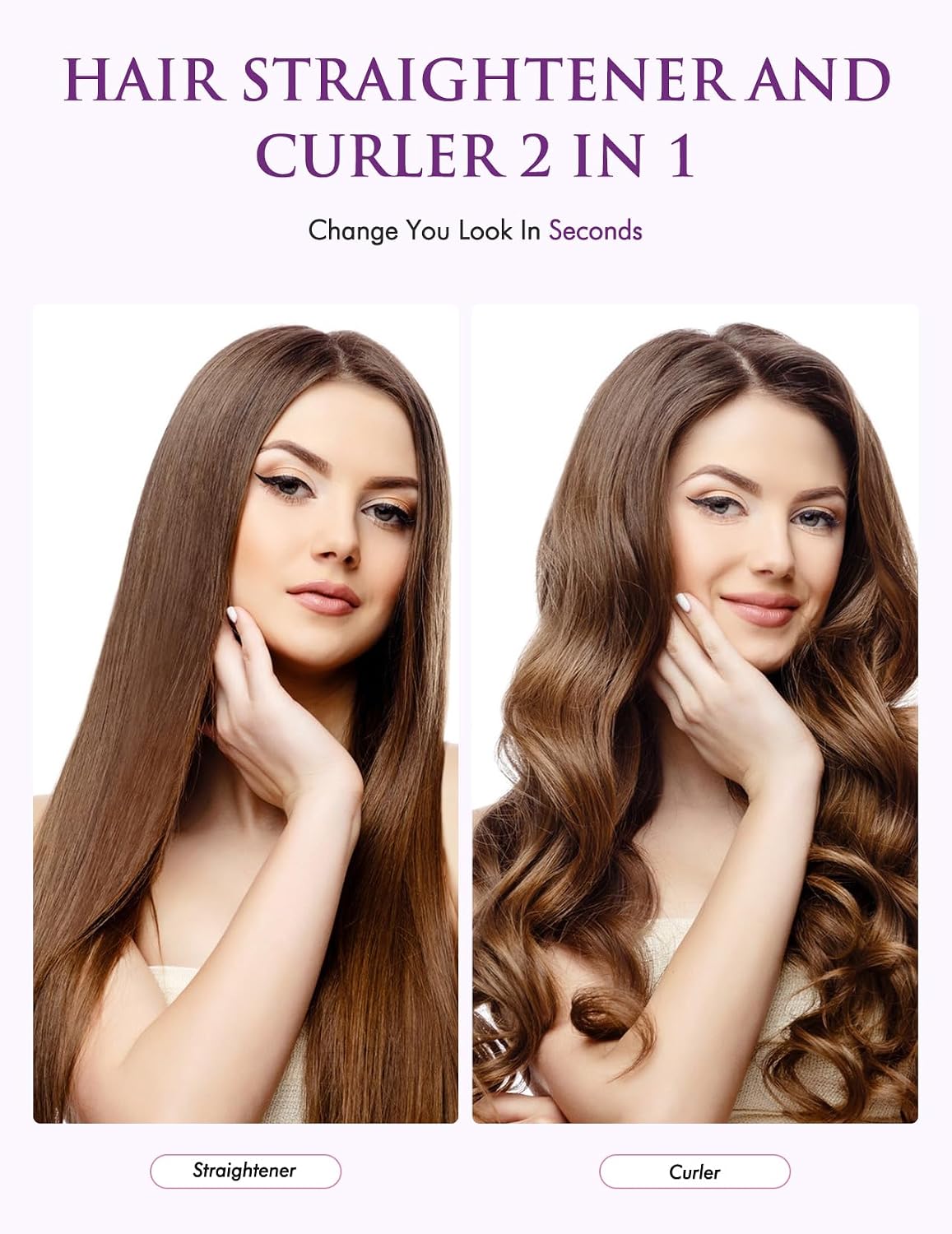 Hair Straightener Curler 2 in 1 Twist Flat Iron Dual Voltage LANDOT Styling Tool