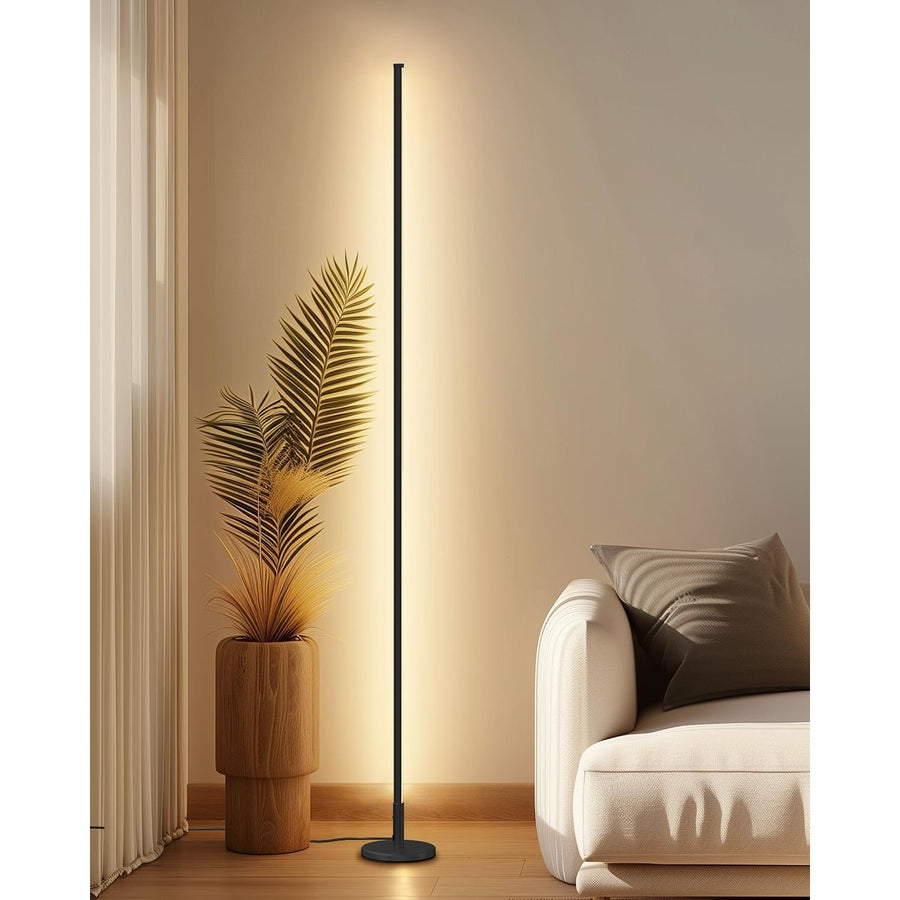 TACAHE Minimalist 57'' LED Corner Floor Lamp, Dimmable 2700K-6500K Remote, Black - Massive Discounts