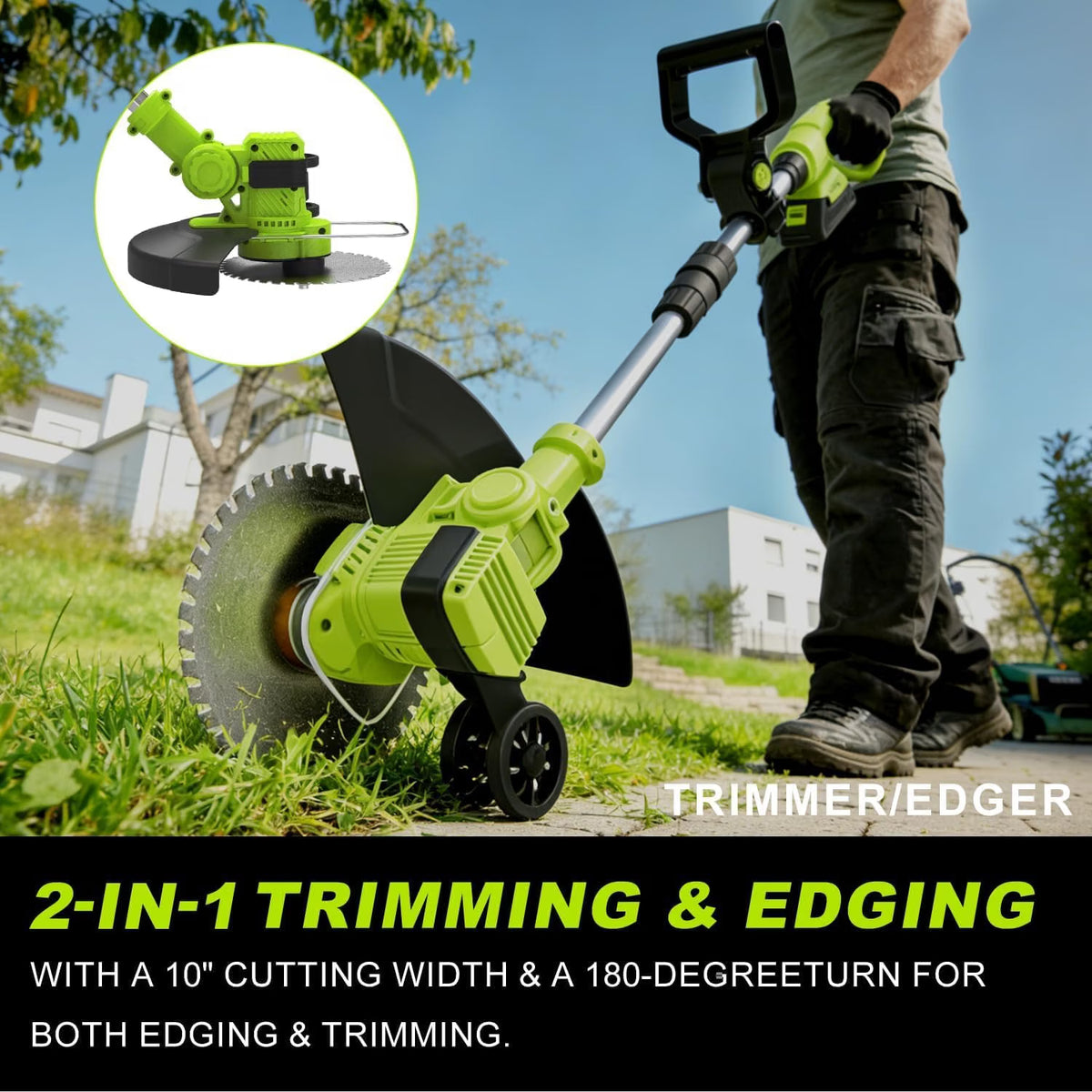 Cordless Strimmer 21V Brushless 30cm Grass Trimmer 2x3.0Ah Batteries Edge Cutter