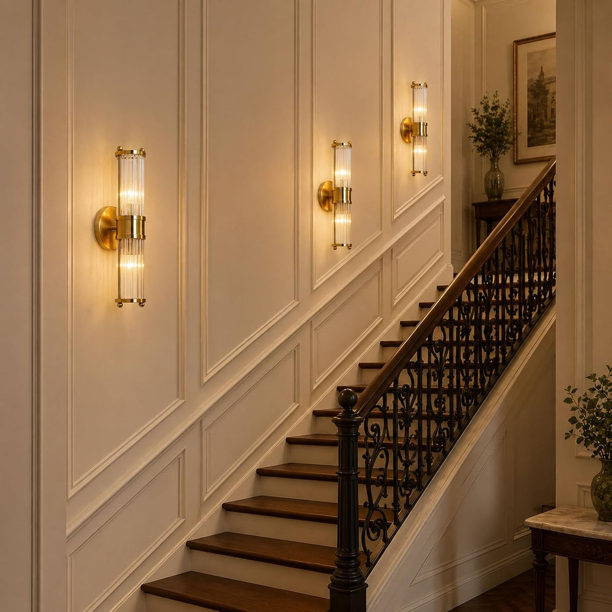 Crystal Glass Wall Light 48cm Brass Alloy 2 Light E14 Modern Wall Sconce Indoor