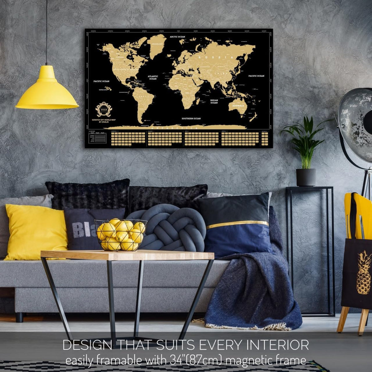 Scratch Off World Map XL Large Travel Poster Scratchable Wall Art Gift Set