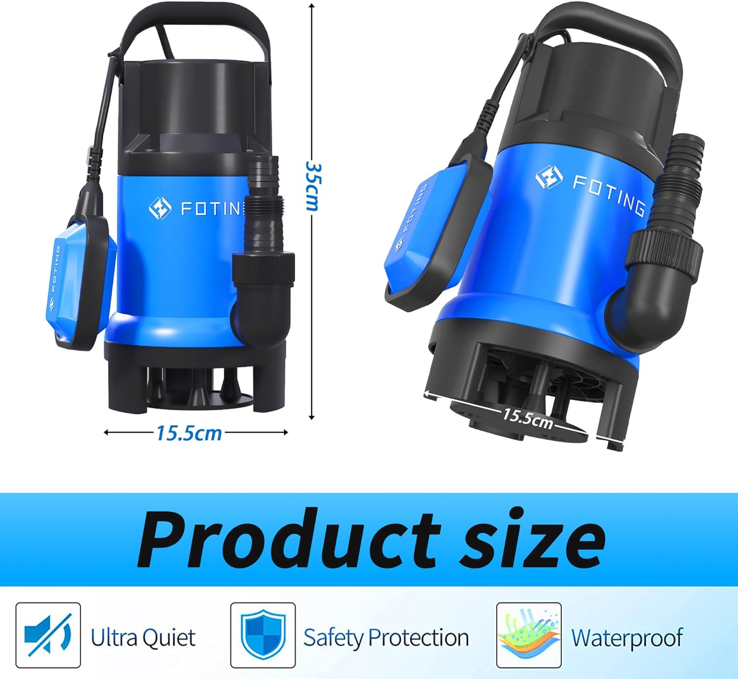 Submersible Water Pump 900W 14000L/H Float Switch Sump Pump FOTING Electric