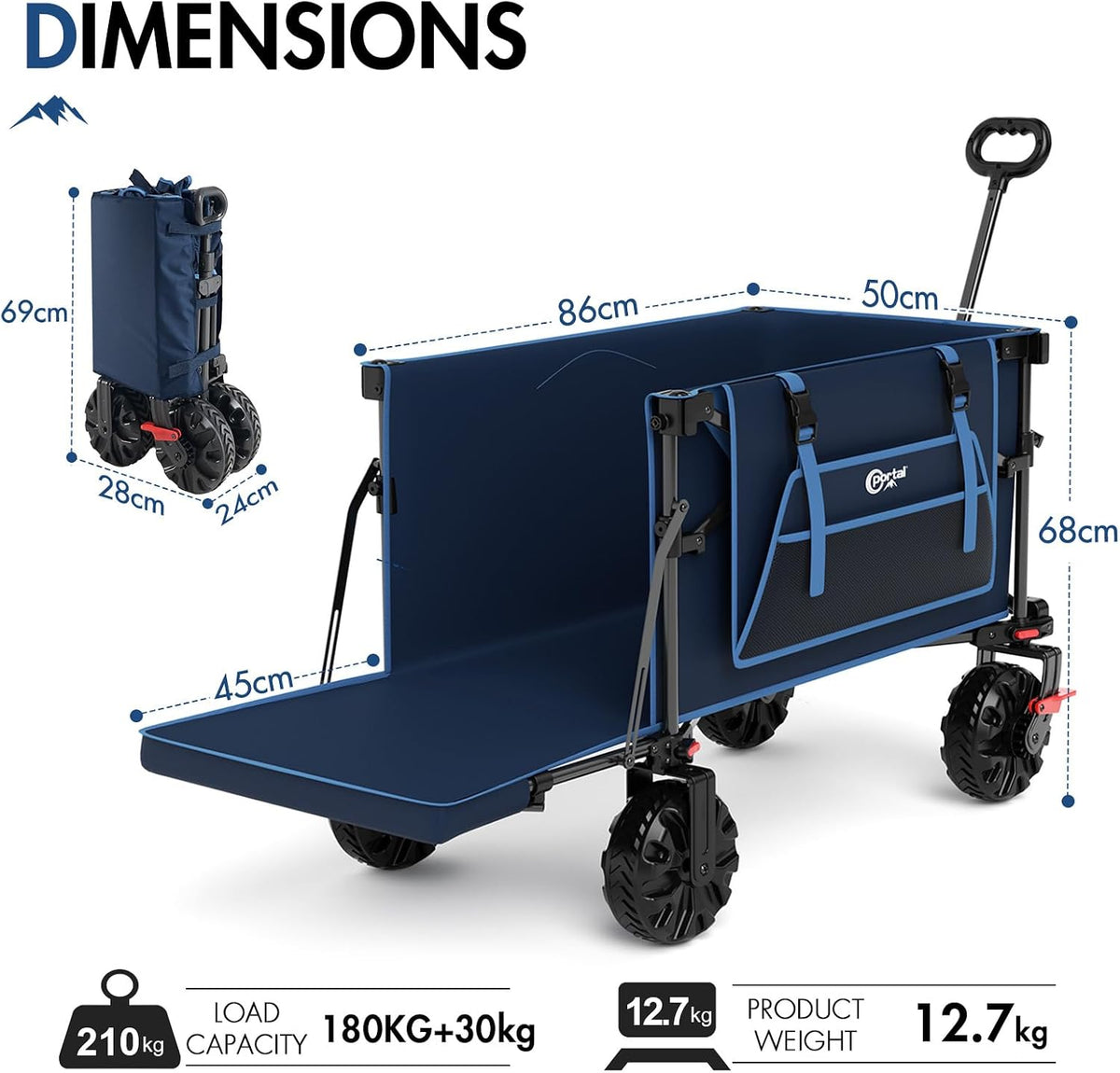 Beach Trolley 400L Heavy Duty All Terrain Wheels Foldable Wagon Portal Sand Cart