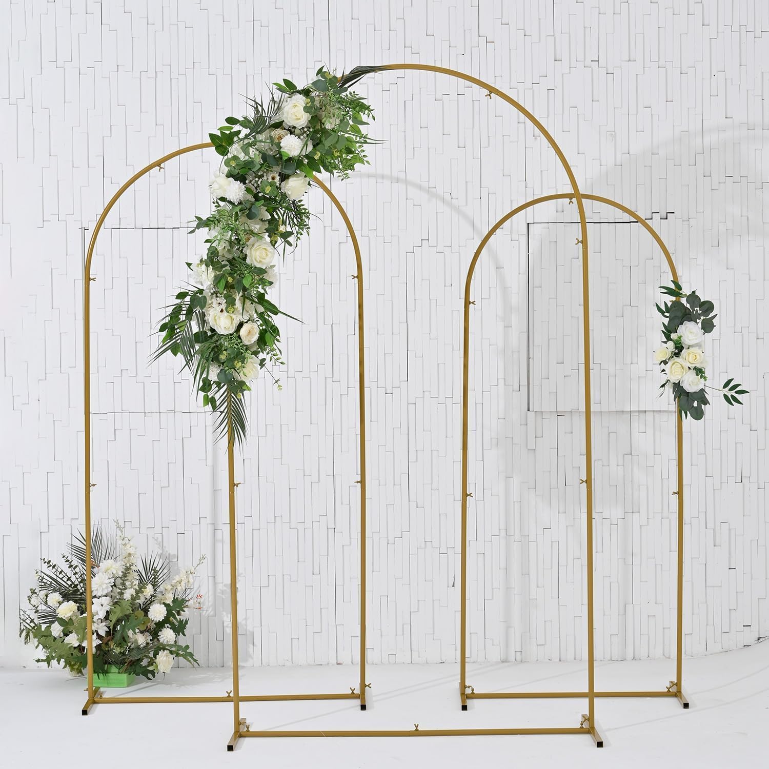 VINCIGANT Set of 3 Gold Wedding Arch Backdrop Stand, Balloon Frame Party Decor