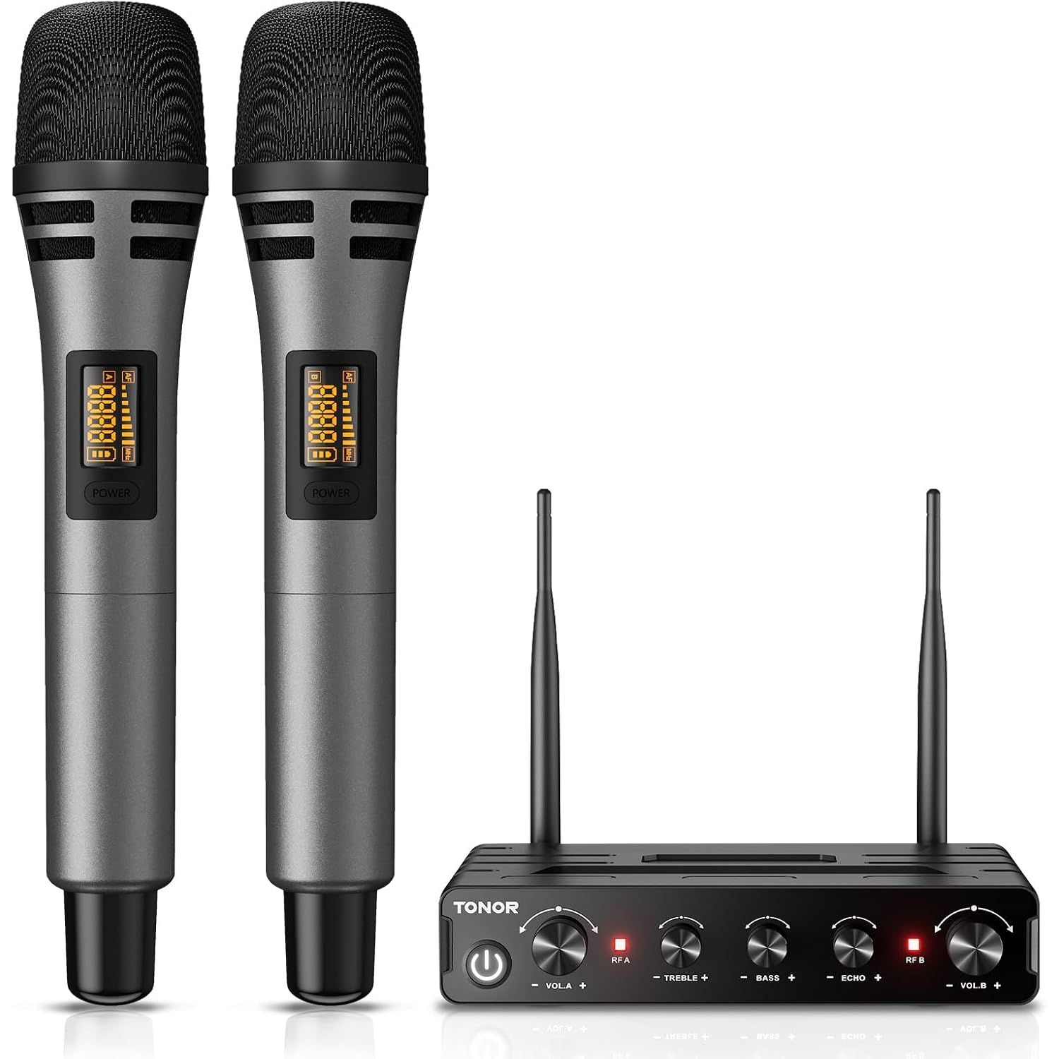 Wireless Microphones UHF Handheld Dynamic 60m Karaoke Mics TONOR Dual Set