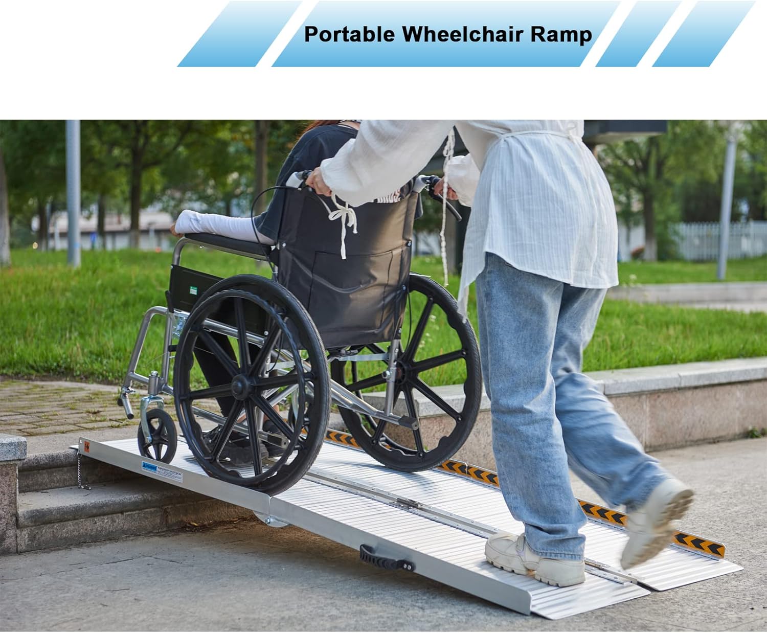 Gardhom 5FT Aluminum Folding Wheelchair Ramp 272KG Capacity for Steps & Doorways