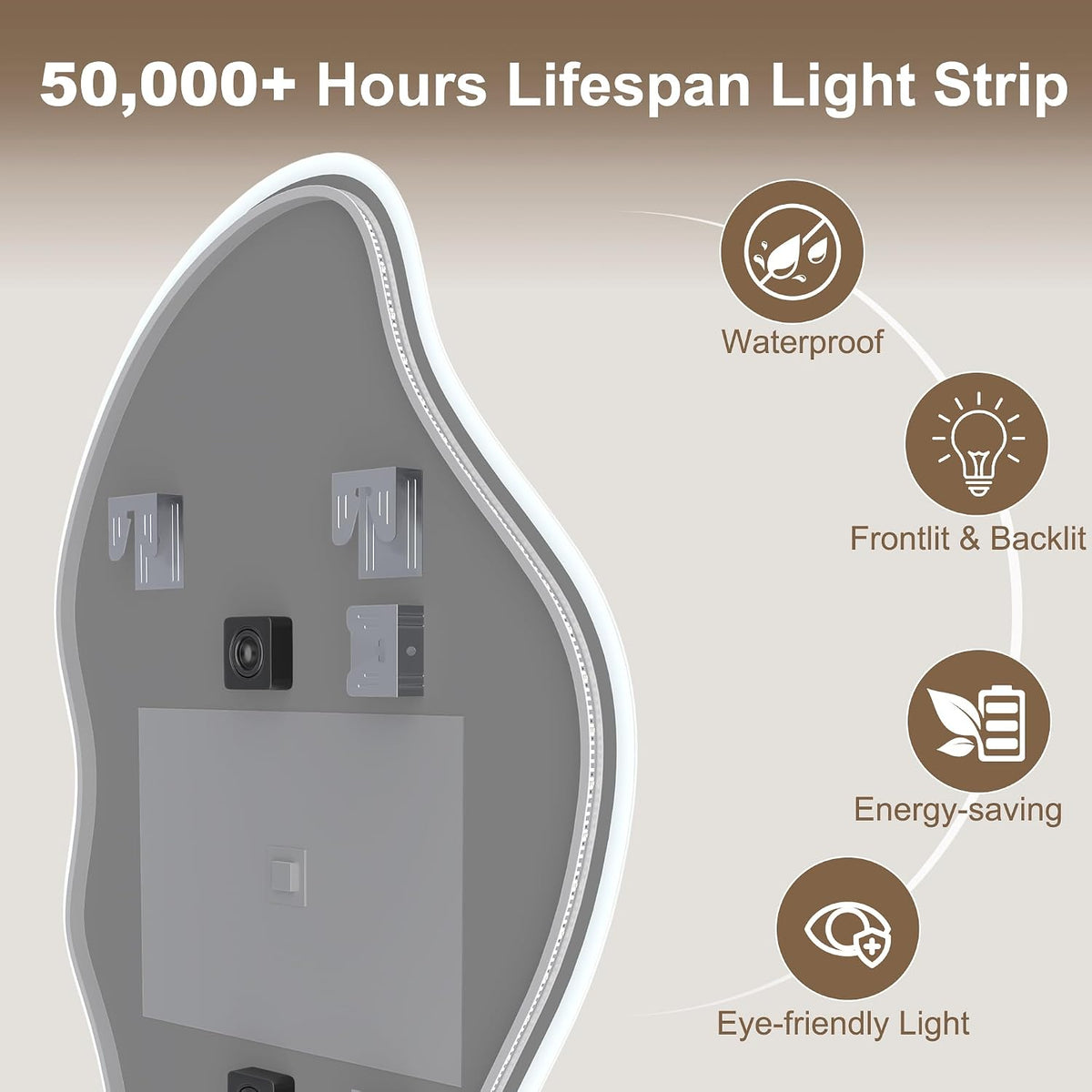 Irregular LED Bathroom Mirror 90 x 50cm Bluetooth Anti-Fog STARLEAD