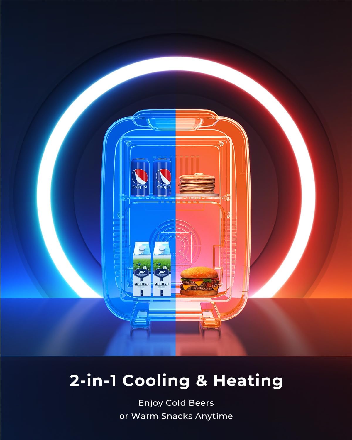 Mini Fridge 4L 6 Cans Quiet Portable Small Refrigerator 7 RGB Lights BEICHEN