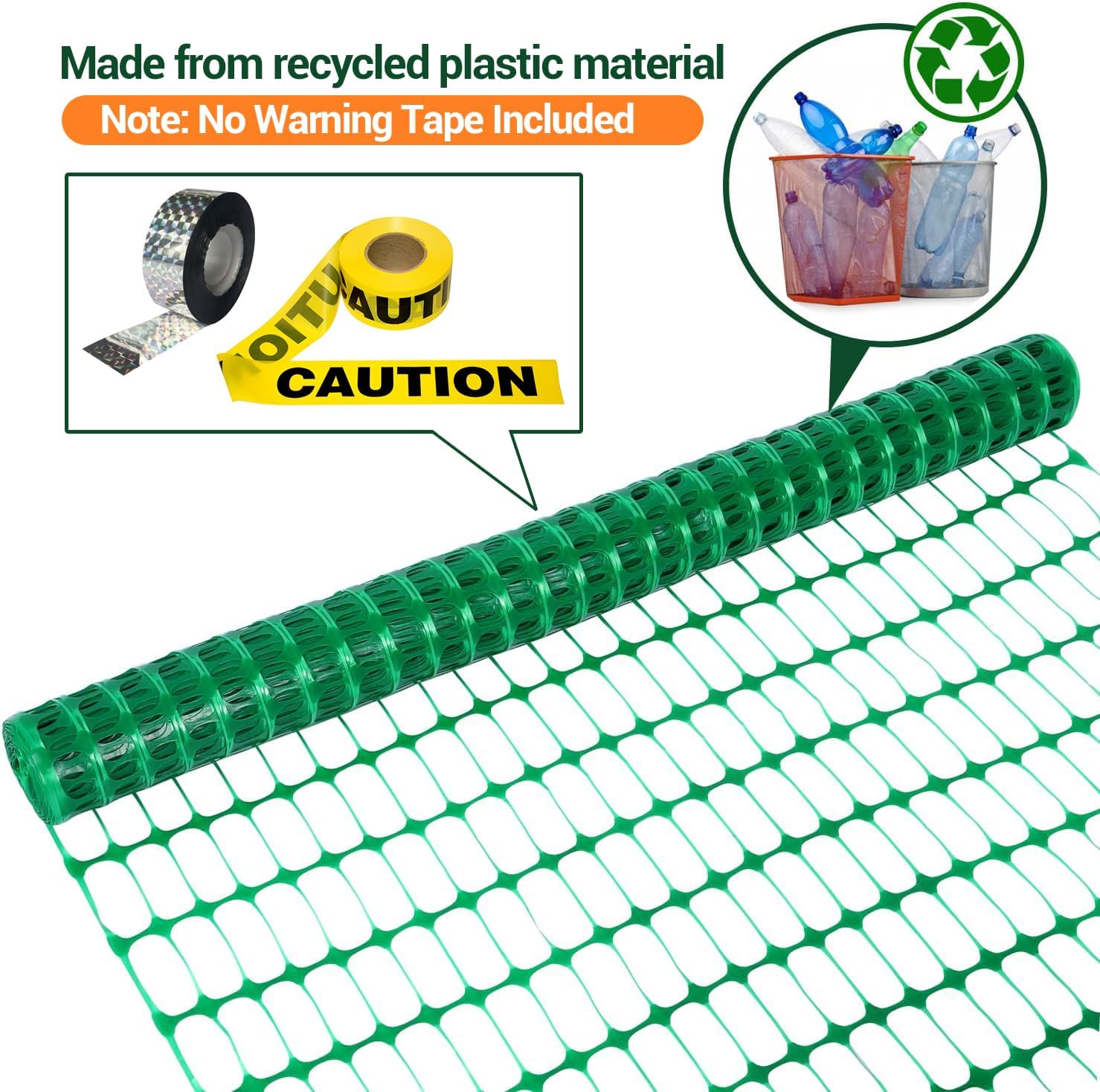 Barrier Fencing Mesh 1m x 30m Heavy Duty Garden Fence with Pins Green Ohuhu