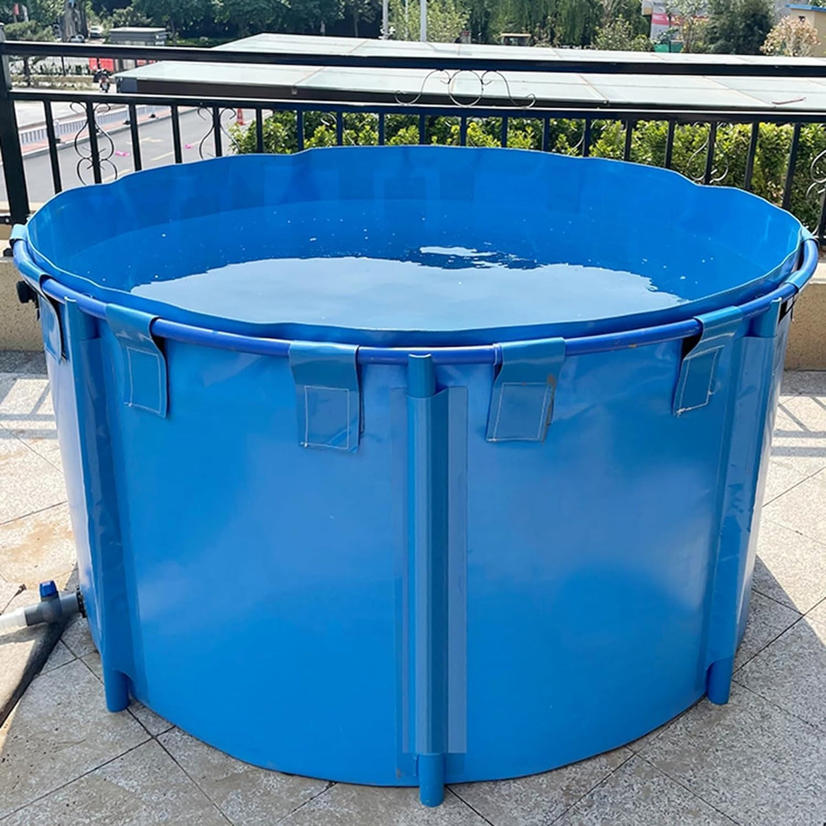 Above Ground Pool 1.5m Round Thick Canvas Fish Pond Outdoor Water Tank Garden