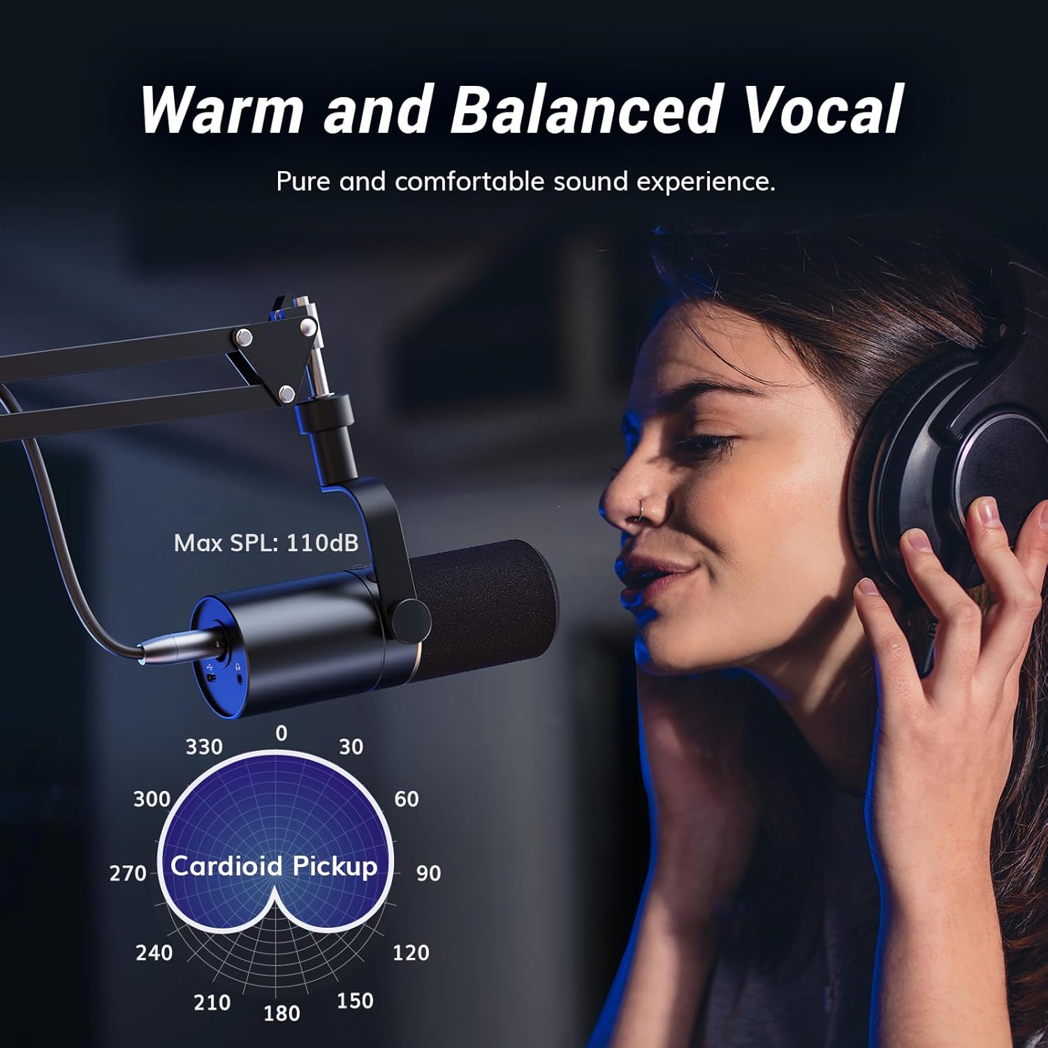 USB XLR Dynamic Microphone Boom Arm Podcast Gaming Studio TONOR PC Mic Kit