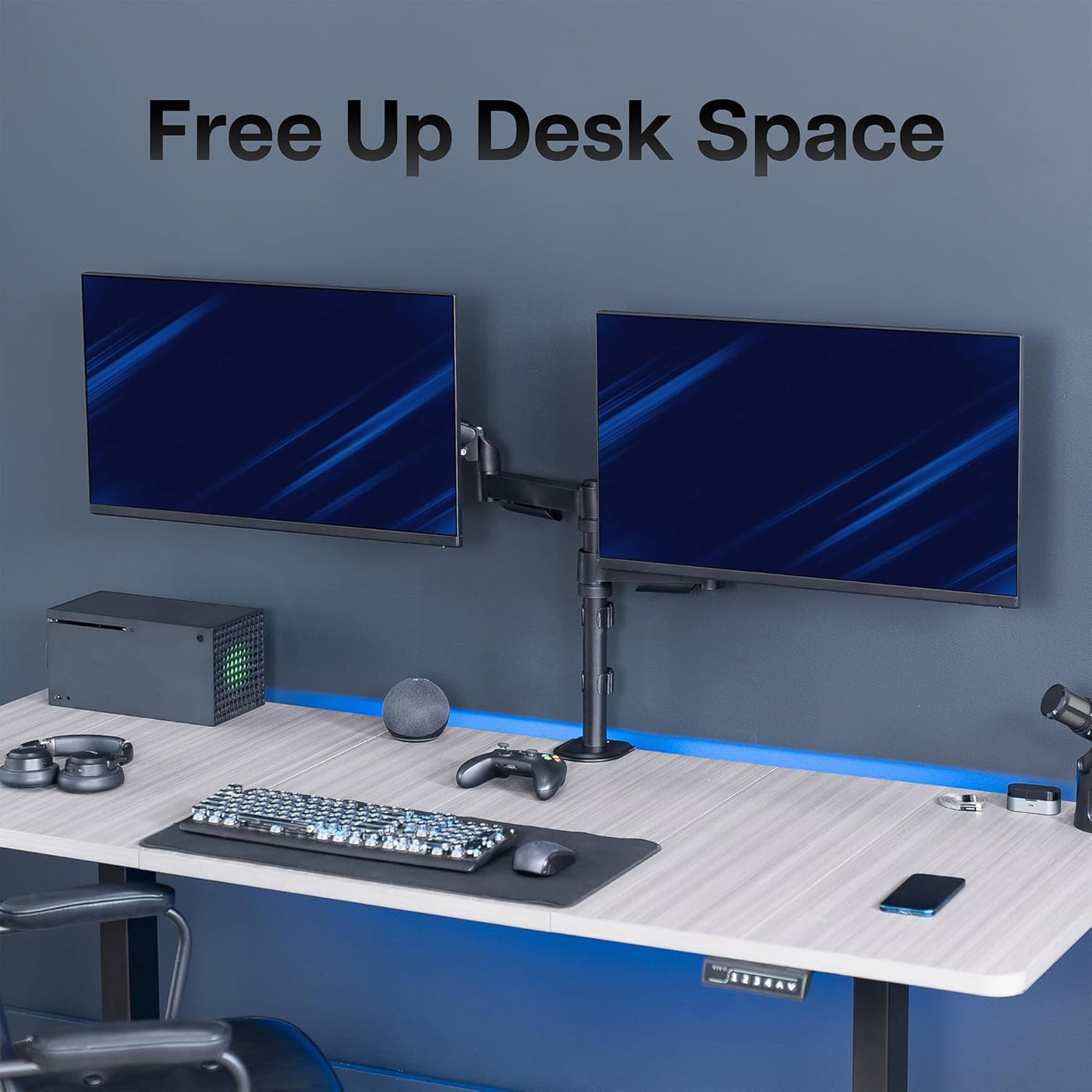 Dual Monitor Arm 17-32 Inch Pneumatic Heavy Duty VESA VIVO Desk Mount