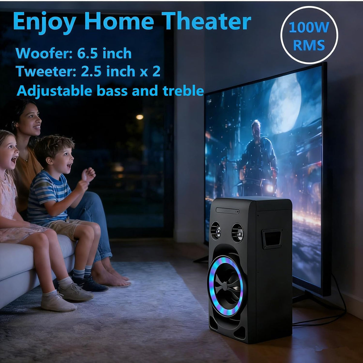 Home Stereo System 100W Bluetooth FM USB AUX Microphone Jacks HiFi