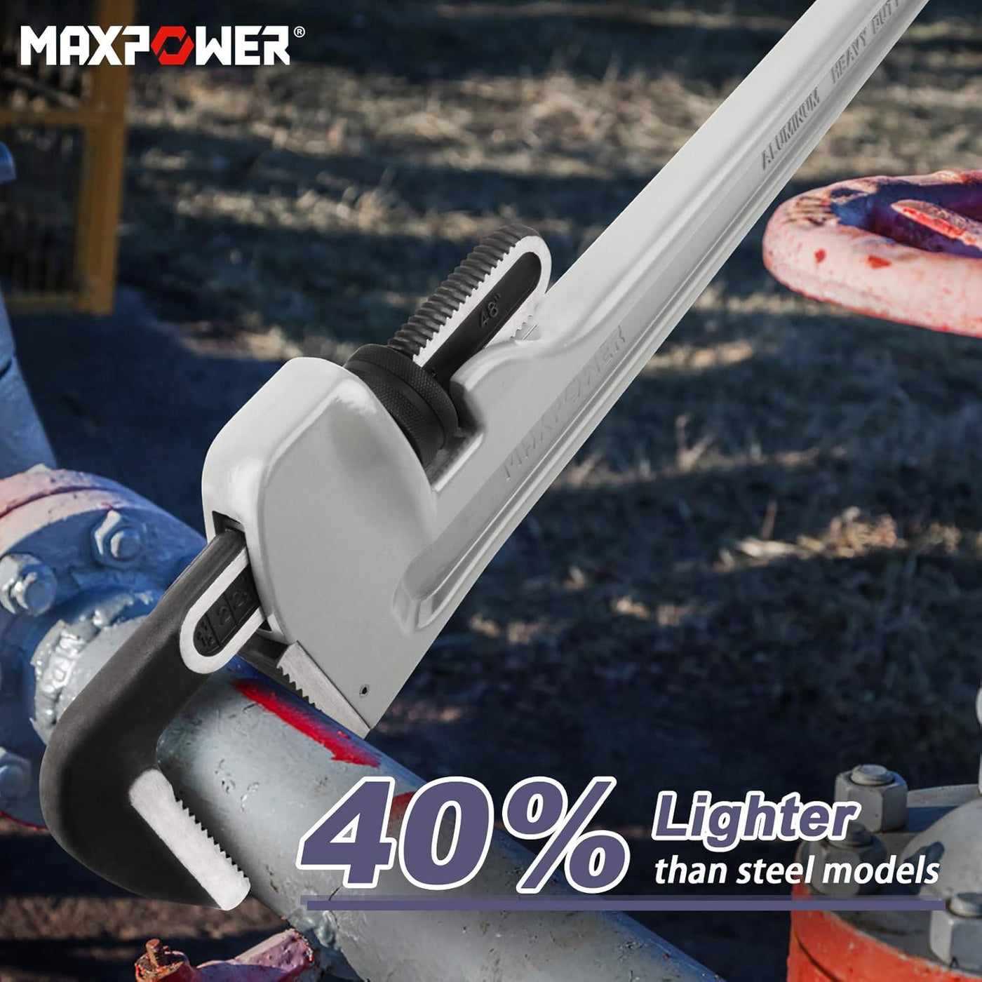 Aluminum Pipe Wrench 122cm Heavy Duty Plumber Stillson MAXPOWER