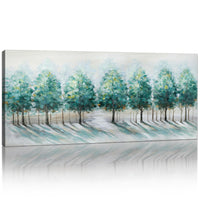 Large Framed Canvas Wall Art 120x50cm Green Trees Landscape Painting FajerminArt