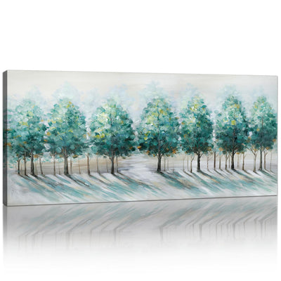 Large Framed Canvas Wall Art 120x50cm Green Trees Landscape Painting FajerminArt