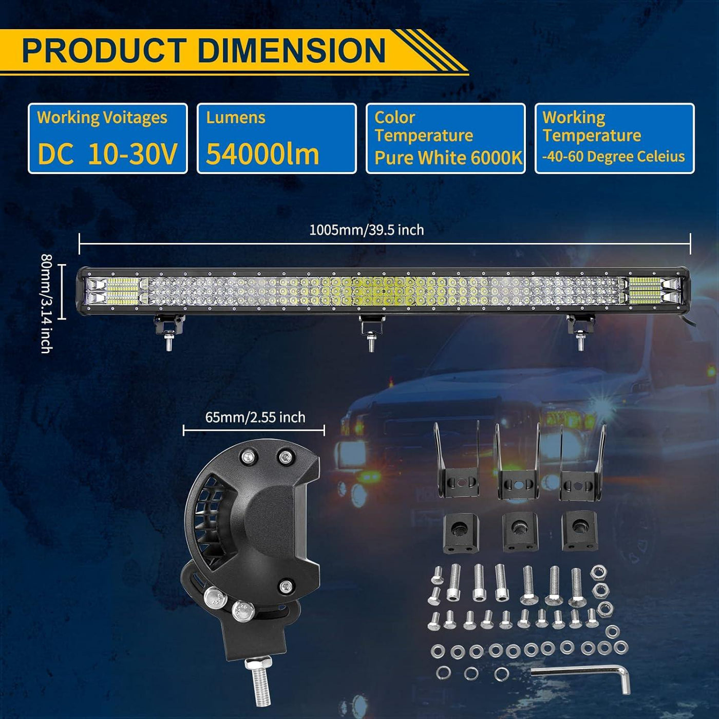 Willpower 39 inch 540W LED Light Bar With Wiring Harness 12V 24V - Massive Discounts