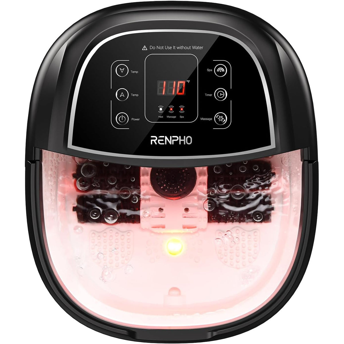 Foot Spa Massager with Heater Heated Foot Bath Relaxation Deep Black RENPHO