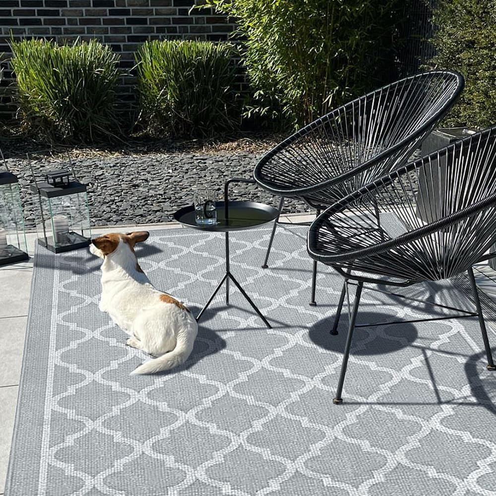 RV MURTS Waterproof Outdoor Rug 120x180cm UV-Resistant Patio Garden Mat, Grey