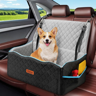 Dog Car Seat Medium Dogs Up to 60lb Thick Cushion Black Grey Large Pet Booster