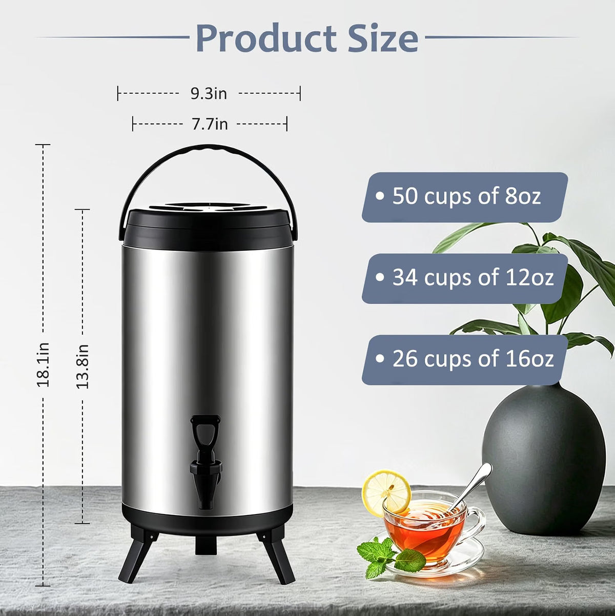 Hot Water Dispenser 12L Stainless Steel Beverage Urn Tap Insulated Drink Holder