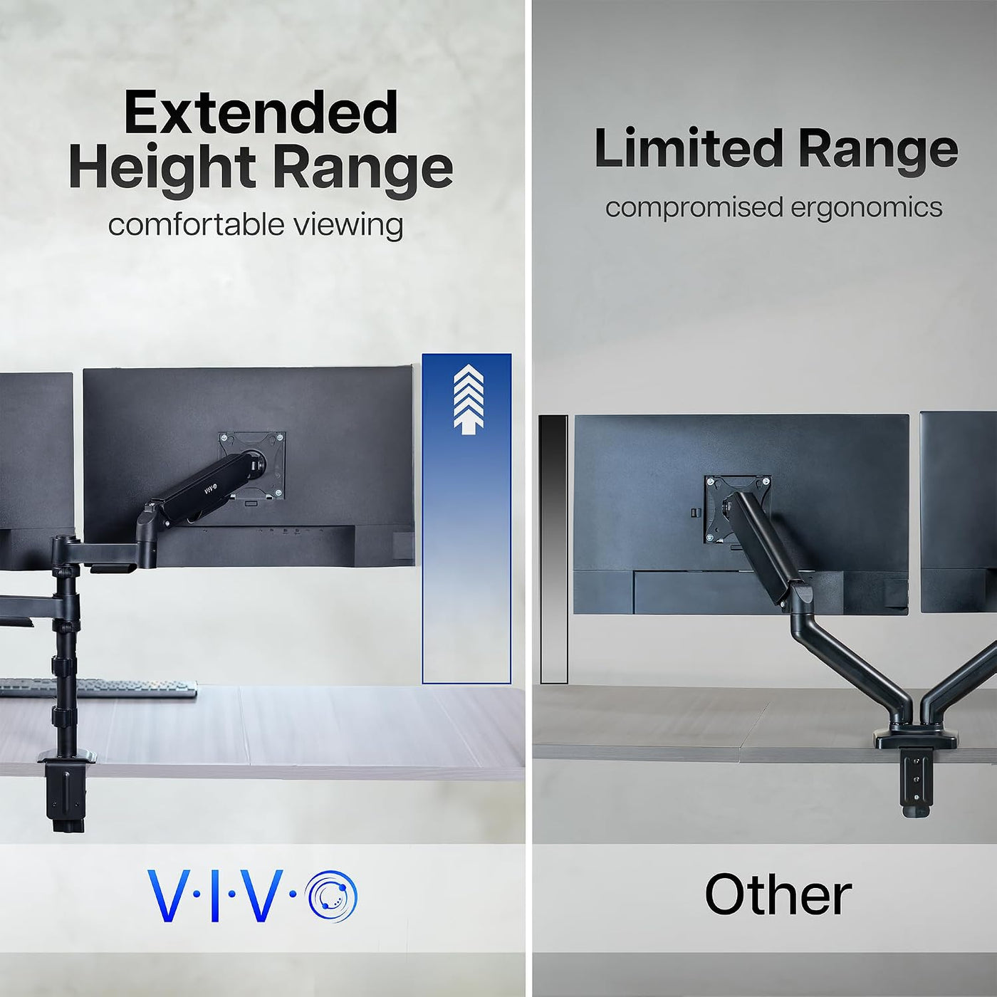 Dual Monitor Arm 17-32 Inch Pneumatic Heavy Duty VESA VIVO Desk Mount