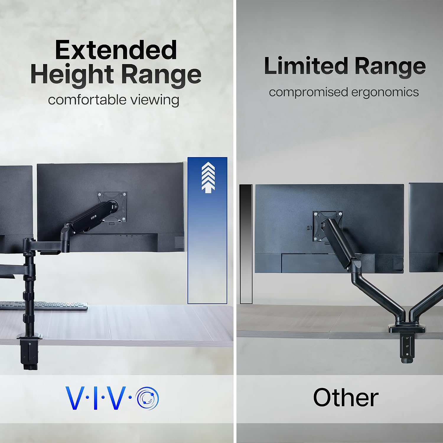 Dual Monitor Arm 17-32 Inch Pneumatic Heavy Duty VESA VIVO Desk Mount