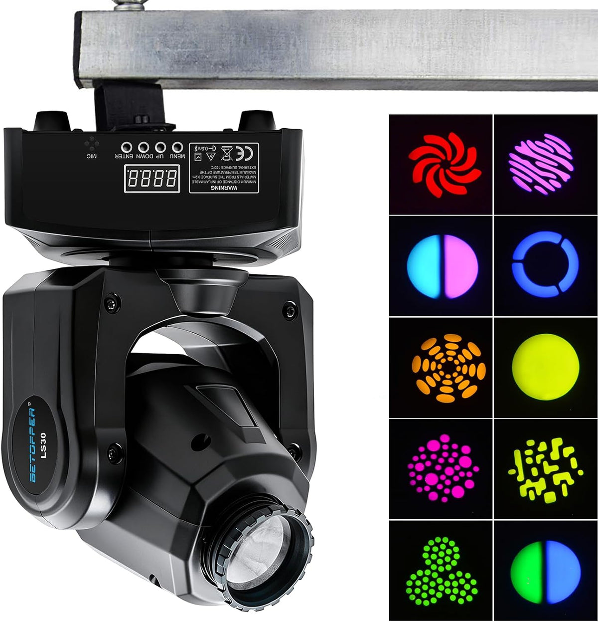 DJ Moving Head Lights 2 Pack LED Spot Strobe 8 GOBO DMX Sound Activated BETOPPER