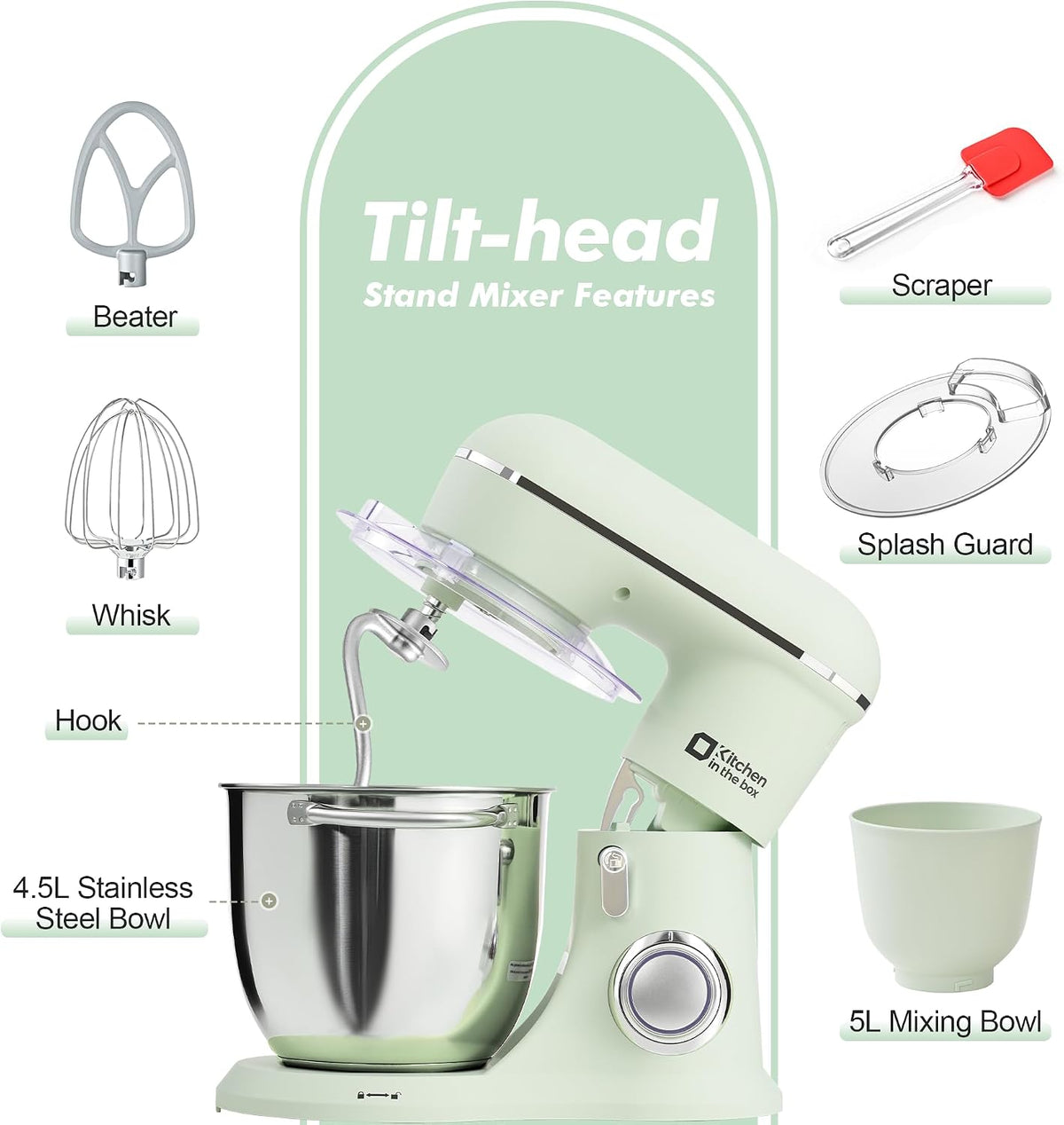 Stand Mixer 4.5L 5L Dual Bowl Electric Food Mixer Home Baking Kitchen in the box