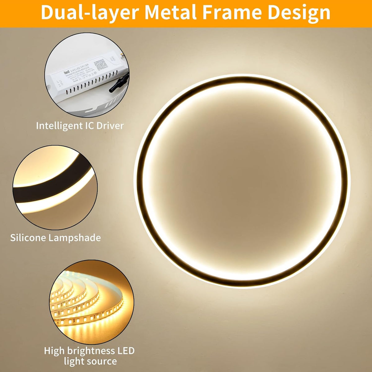 Dimmable Ceiling Light 50cm LED Remote 3 Colour Adjustable Brightness Mikeru