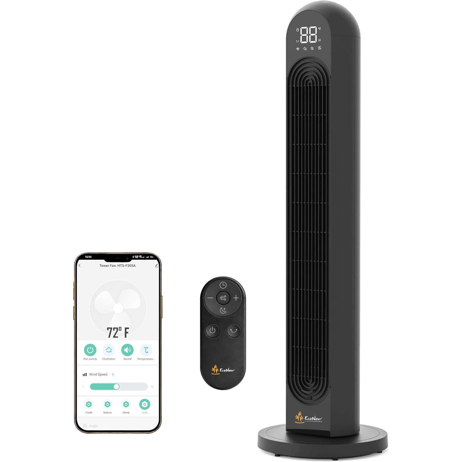 Smart Tower Fan 42 Inch WiFi Alexa Control Remote Quiet Cooling EcoNour Home Fan