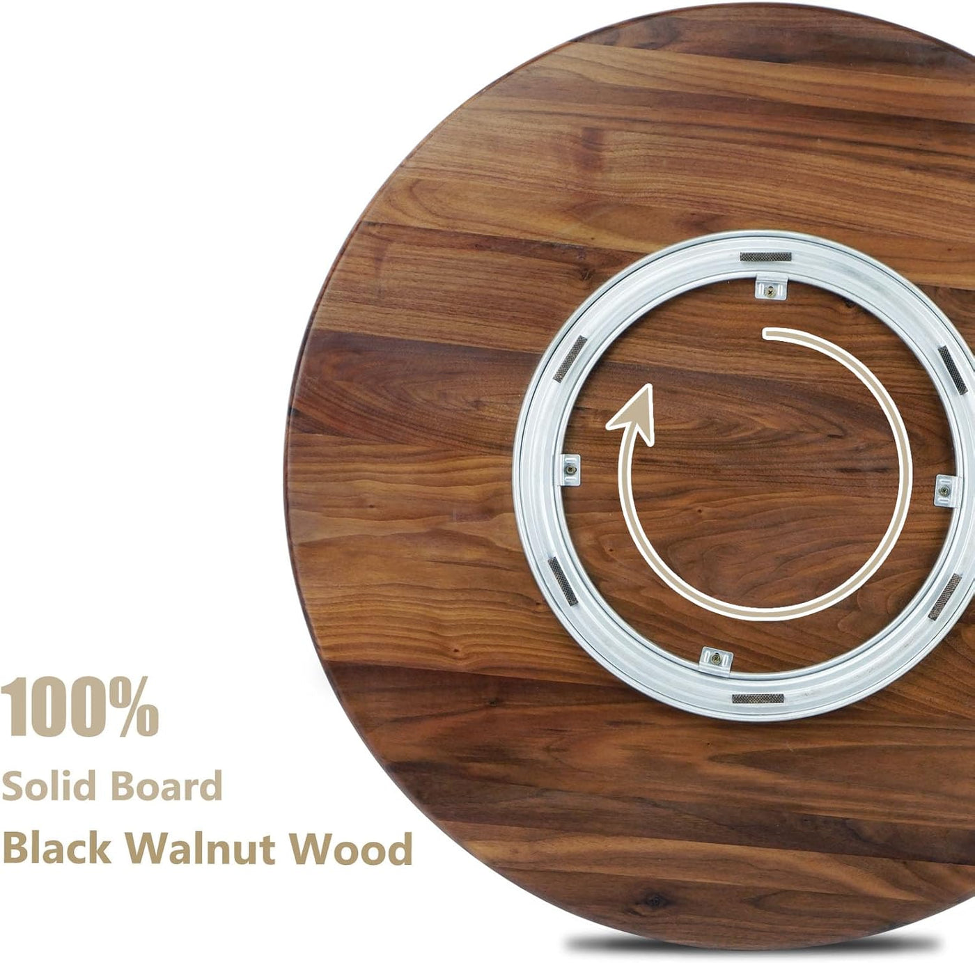 MAGIGO 30'' Black Walnut Wood Lazy Susan Organizer, Solid Rotating Tray