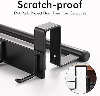 KES Towel Rail Over Cabinet Door 2pcs Towel Holder with Hooks Black - Massive Discounts