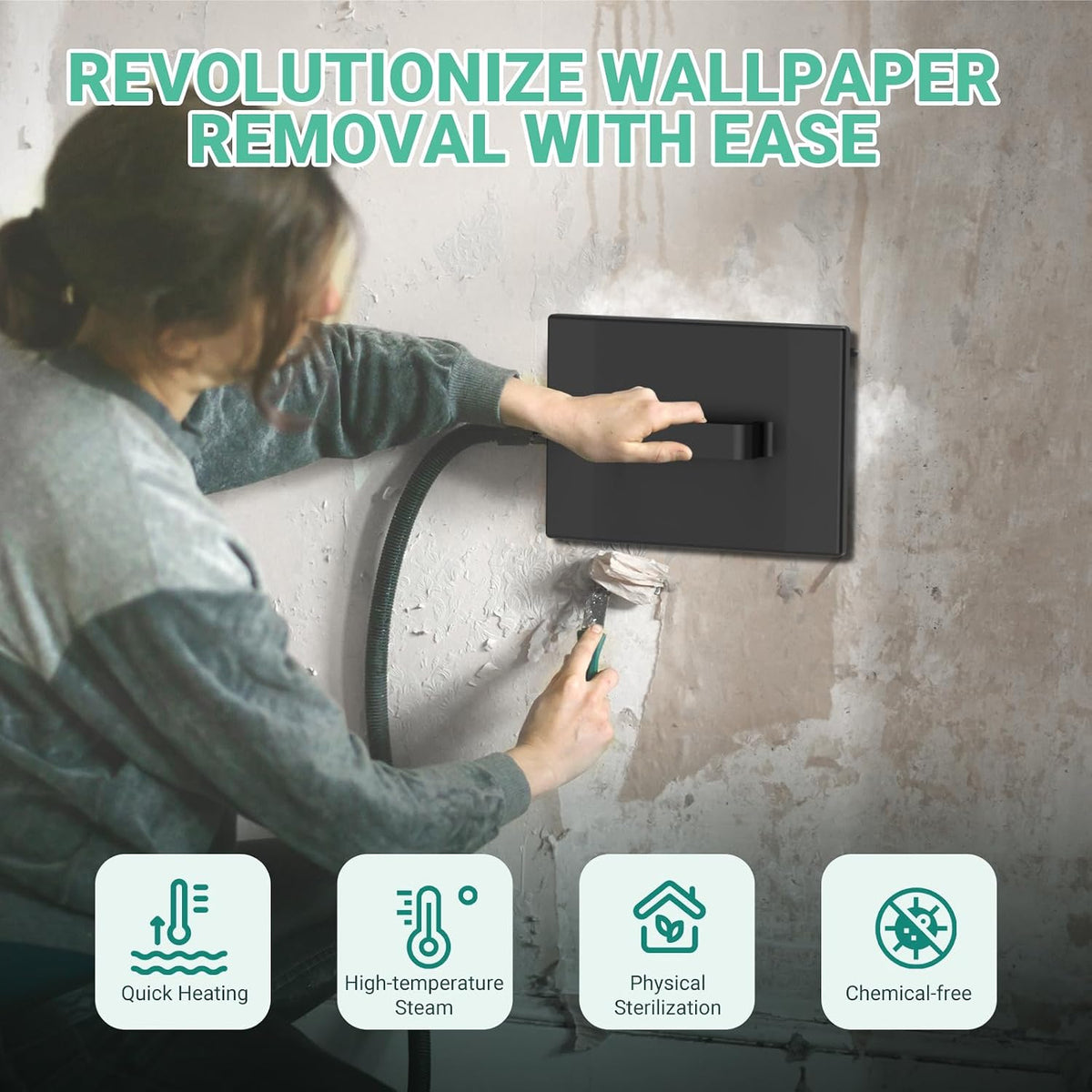 Wallpaper Steamer Stripper 2300W 4.5L 70 Min Steam Remover Scraper VLOXO