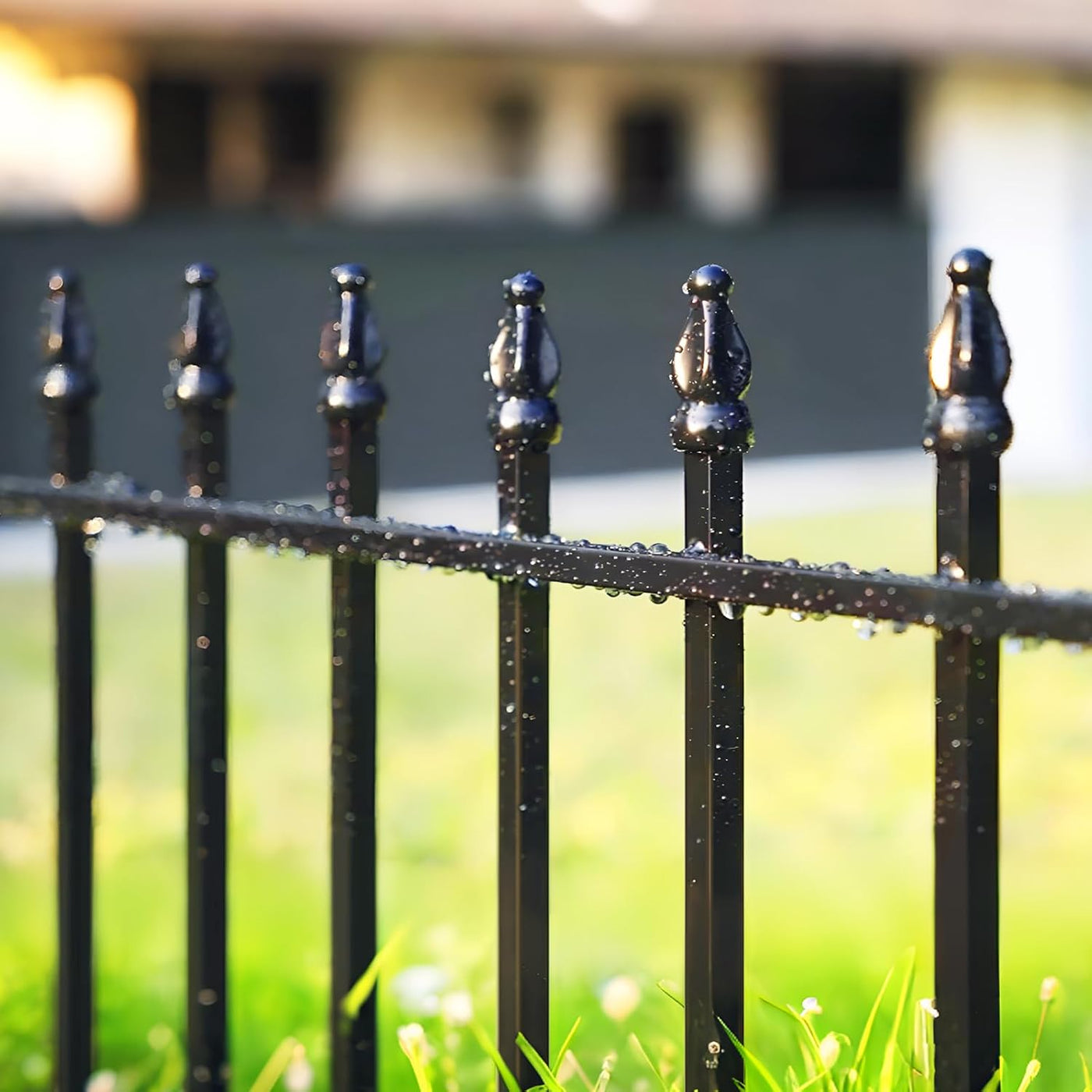 Metal Garden Decorative Fence 3.5m No Dig Animal Barrier Gate Black Thealyn