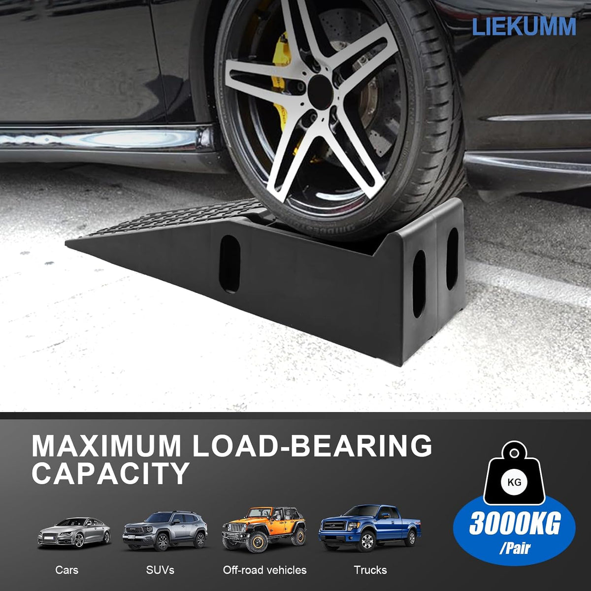Car Ramps 3 Tonne Heavy Duty 2 Pack Plastic Vehicle Service Oil Change LIEKUMM