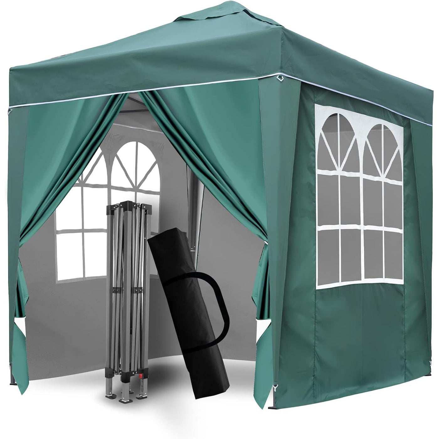 Versatile pop-up gazebo for outdoor events, with rust-resistant steel frame, waterproof polyethylene roof, and removable sidewalls. Ideal for garden or storage use.