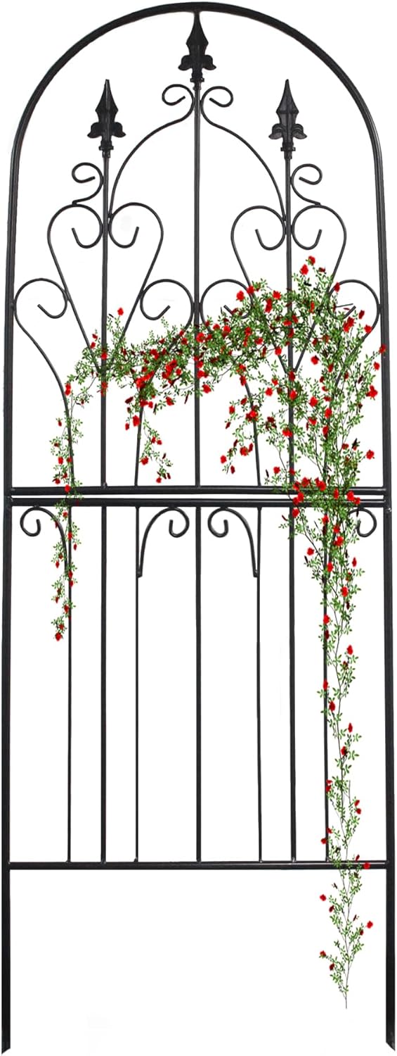 Metal Garden Trellis 70.9 Inch Rust Resistant Climbing Frame Black Premium