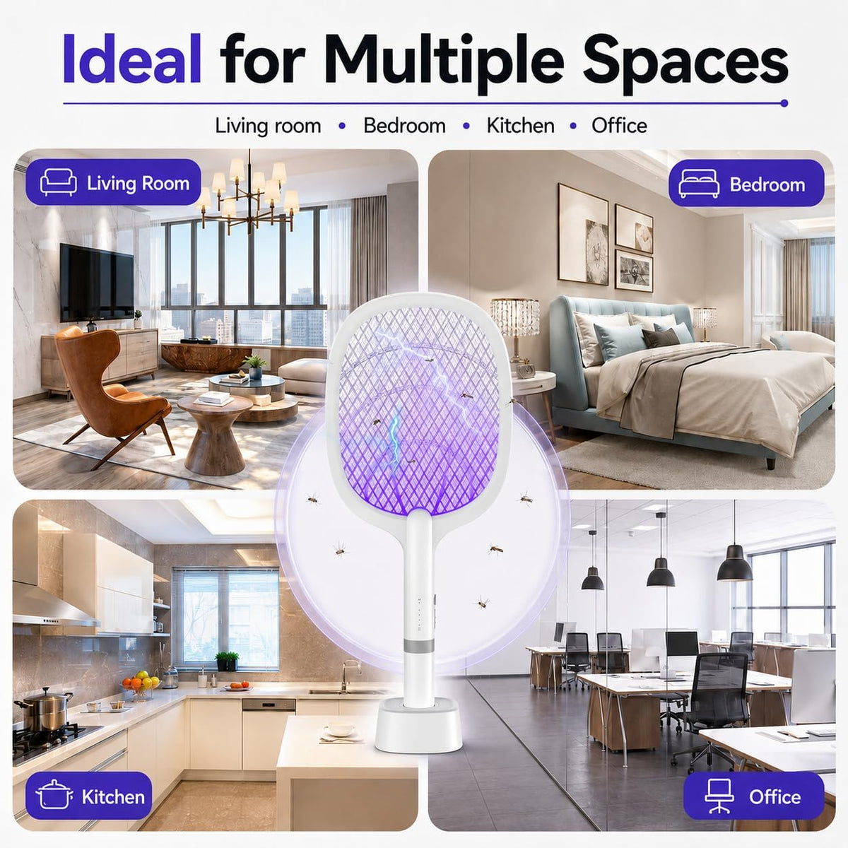 Electric Fly Zapper 4000V Rechargeable UV Light Insect Killer Trap DANGZW Indoor