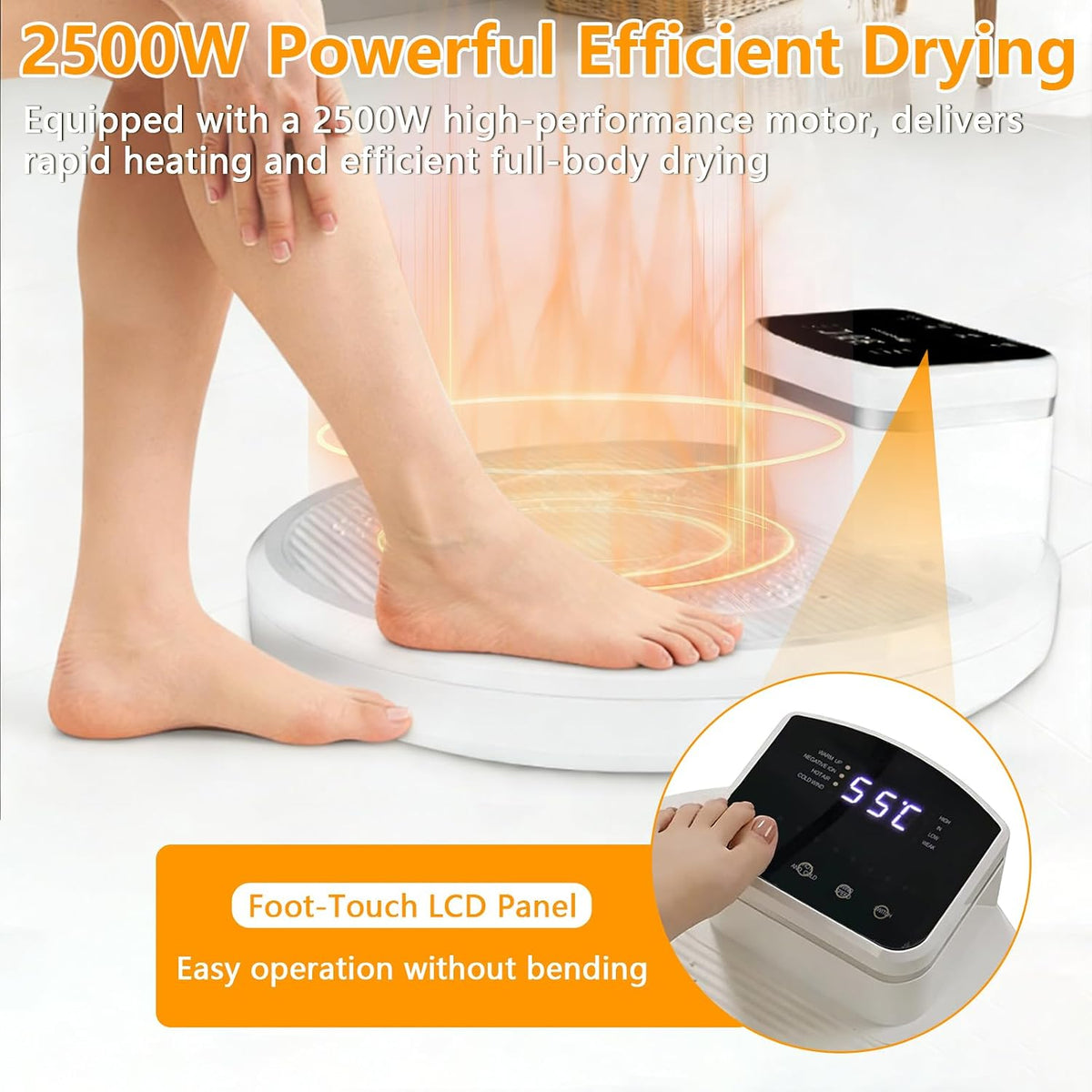 Full Body Air Dryer 2500W Pre Warm LED Touch Panel 3 Speed Cold Warm Body Dryer